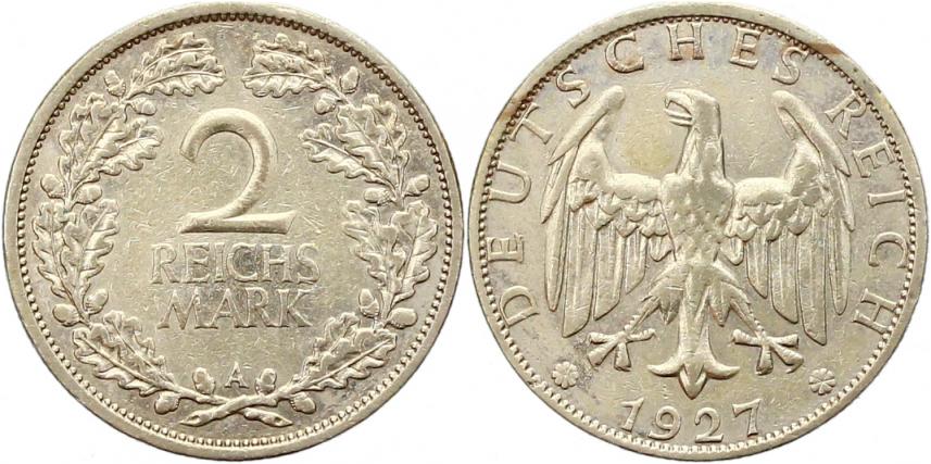 Foto Weimarer Republik 2 Mark 1927 A