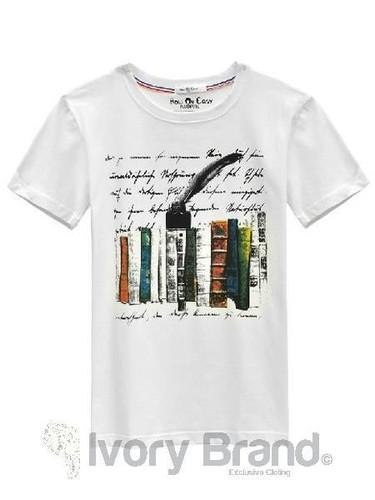 Foto White round neck simple classic cotton tee