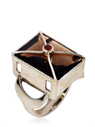Foto zara simon disco square smoky quartz ring